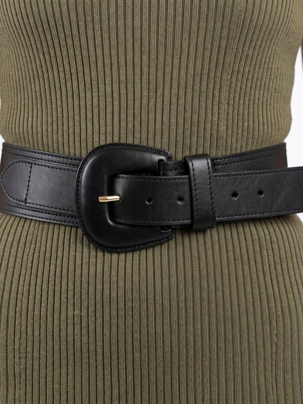Vintage 80s The Limited Black Leather Belt Made in Italy Sz S Wide 27-33”